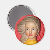  Lady Teen Head Vase Windswept Hair Magneet (Voorkant / Achterkant)