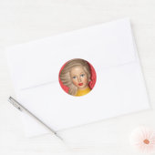 Lady Teen Head Vase Windswept Hair Ronde Sticker (Envelop)