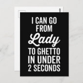 Lady to Ghetto Funny Quote Briefkaart (Voorkant / Achterkant)