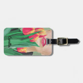 Lady & Tulip Groen Sinaasappel Modern Graphic Pain Bagagelabel (Voorkant horizontaal)