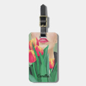 Lady & Tulip Groen Sinaasappel Modern Graphic Pain Bagagelabel (Voorkant verticaal)