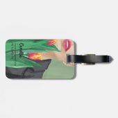 Lady & Tulip Groen Sinaasappel Modern Graphic Pain Bagagelabel (Achterkant horizontaal)