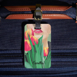 Lady & Tulip Groen Sinaasappel Modern Graphic Pain Bagagelabel