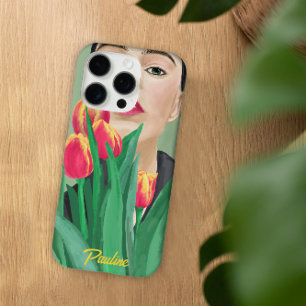 Lady & Tulip Groen Sinaasappel Modern Graphic Pain iPhone 16 Pro Hoesje