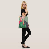 Lady & Tulp Groen & Sinaasappel Modern gedrukt Tote Bag (Op model)