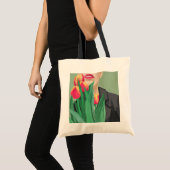 Lady & Tulp Groen & Sinaasappel Modern gedrukt Tote Bag (Voorkant (product))