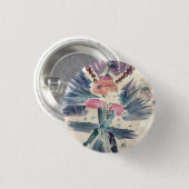 LADY TURQUOISE (WATERVERF) BROOCH RONDE BUTTON 3,2 CM (Voorkant /achterkant)