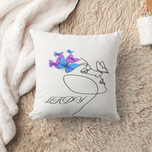 Lady Typography Throw Pillow – Chic & Stylish Home Kussen (Deken)