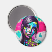  Lady Urban Art Kleurrijke Graffiti Magneet (Voorkant / Achterkant)