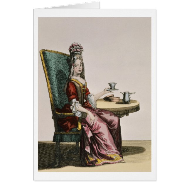Lady Using Coffee, mode bord, c.1695 (engravi) (Voorkant)