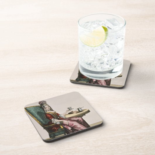 Lady Using Coffee, mode bord, c.1695 (engravi) Onderzetter (Rechterzijde)