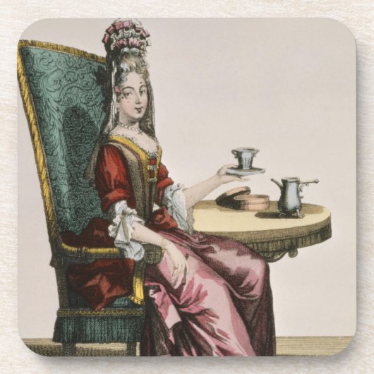 Lady Using Coffee, mode bord, c.1695 (engravi) Onderzetter (Voorkant)