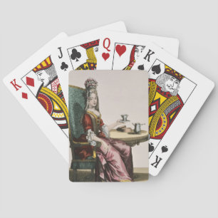 Lady Using Coffee, mode bord, c.1695 (engravi) Pokerkaarten