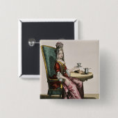 Lady Using Coffee, mode bord, c.1695 (engravi) Vierkante Button 5,1 Cm (Voorkant /achterkant)