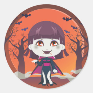 Lady Vampire Ronde Sticker