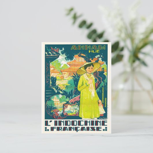 Lady van Annam Hue, stad Vietnam, Azië Briefkaart (Staand voorkant)
