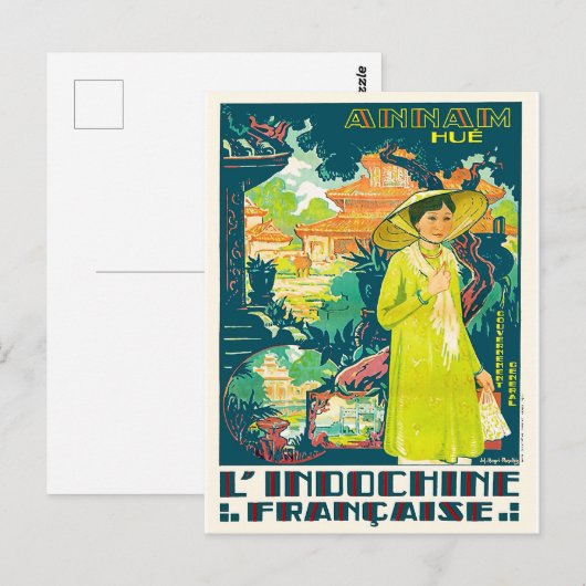 Lady van Annam Hue, stad Vietnam, Azië Briefkaart (Voorkant / Achterkant)