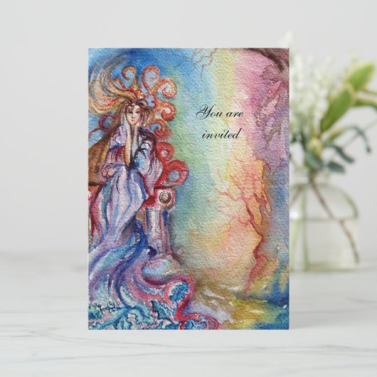 LADY VAN DE LAK, levendig, lichtblauw, roze geel Kaart (Staand voorkant)