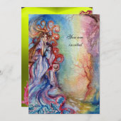 LADY VAN DE LAK, levendig, lichtblauw, roze geel Kaart (Voorkant / Achterkant)