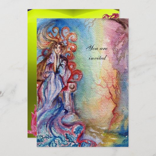 LADY VAN DE LAK, levendig, lichtblauw, roze geel Kaart (Voorkant / Achterkant)