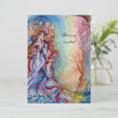 LADY VAN DE LAKE, levendige blauwe roze gem burgun Kaart (Staand voorkant)