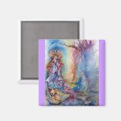 LADY VAN DE Waterverf LAKE Pink Blue Fantasy Magneet (Voorkant / Achterkant)