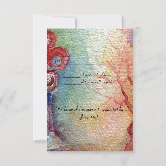 LADY van het merk, levendige blauwe roze rsvp Kaart (Achterkant)