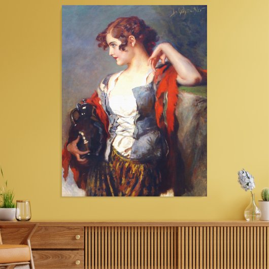  Lady Vendor met een pot Canvas Afdruk (Insitu (Woonkamer))