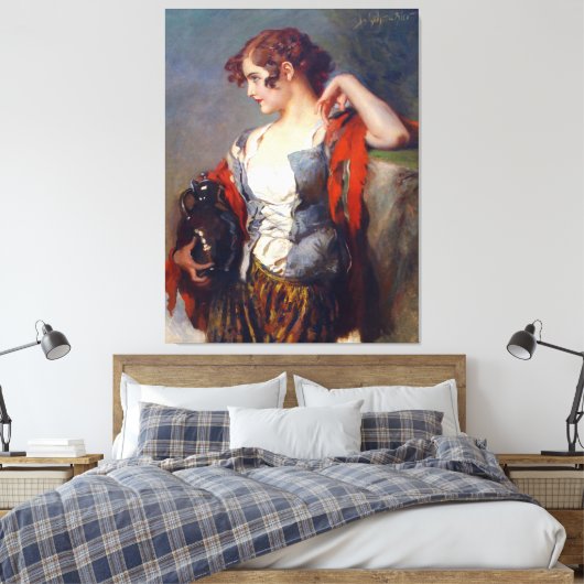  Lady Vendor met een pot Canvas Afdruk (Insitu (Slaapkamer))