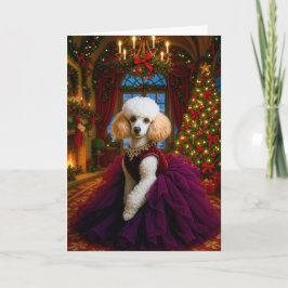 Lady Violet White Poodle Holiday Card Feestdagen Kaart