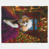 Lady Violet White Poodle Holiday  Fleece Deken (Voorkant (Horizontaal))