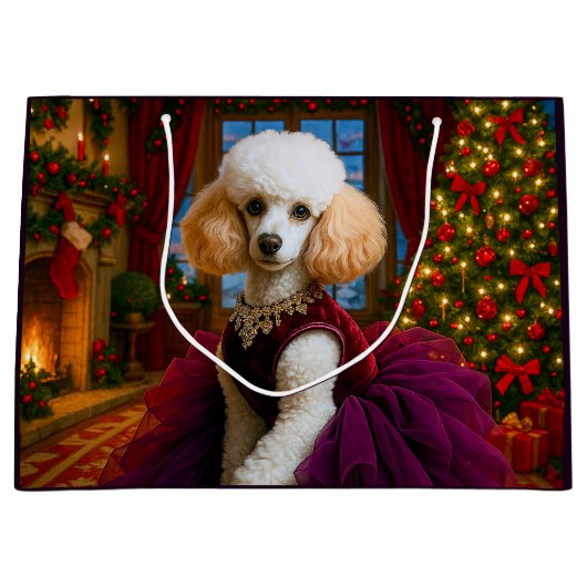 Lady Violet White Poodle Holiday  Groot Cadeauzakje (Voorkant)