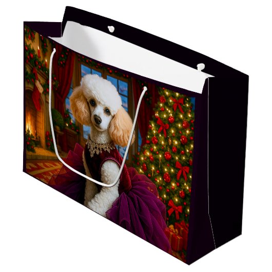 Lady Violet White Poodle Holiday  Groot Cadeauzakje (Voorkant Gekanteld)