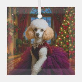 Lady Violet White Poodle Vakantie Glas Ornament