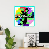 Lady Volleyball Graphic-Poster Poster (Thuiskantoor)