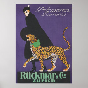 Lady Walking a Leopard  Mode Poster