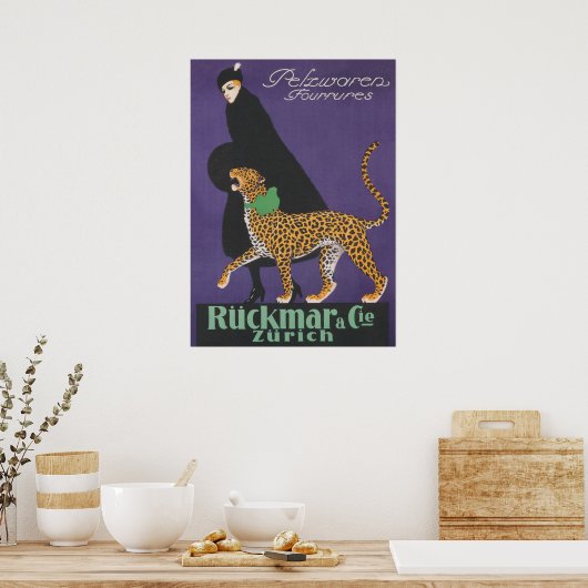 Lady Walking a Leopard  Mode Poster (Keuken)