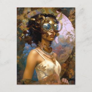 Lady Wearing Goggles Black Fantasy Sci-Fi Briefkaart