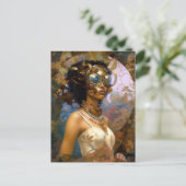 Lady Wearing Goggles Black Fantasy Sci-Fi Briefkaart (Staand voorkant)