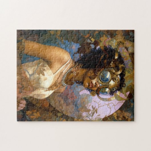 Lady Wearing Goggles Black Fantasy Sci-Fi Legpuzzel (Horizontaal)