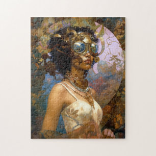 Lady Wearing Goggles Black Fantasy Sci-Fi Legpuzzel