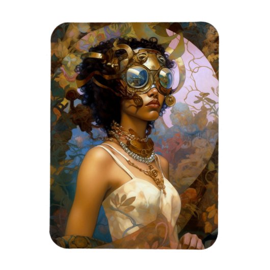 Lady Wearing Goggles Black Fantasy Sci-Fi Magneet (Verticaal)