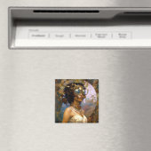 Lady Wearing Goggles Black Fantasy Sci-Fi Magneet (Insitu (Vaatwasser))