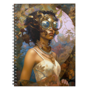 Lady Wearing Goggles Black Fantasy Sci-Fi Notitieboek
