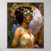 Lady Wearing Goggles Black Fantasy Sci-Fi Poster (Voorkant)