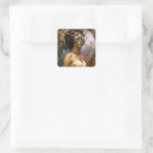 Lady Wearing Goggles Black Fantasy Sci-Fi Vierkante Sticker (Tas)