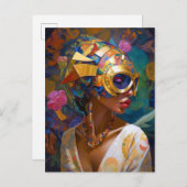 Lady Wearing Mask Black Fantasy Art Briefkaart (Voorkant / Achterkant)
