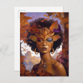 Lady Wearing Mask Black Fantasy Art Briefkaart (Voorkant / Achterkant)