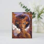 Lady Wearing Mask Black Fantasy Art Briefkaart (Staand voorkant)