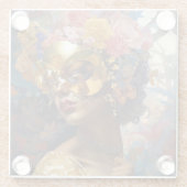 Lady Wearing Mask Black Fantasy Art Glazen Onderzetter (Achterkant)